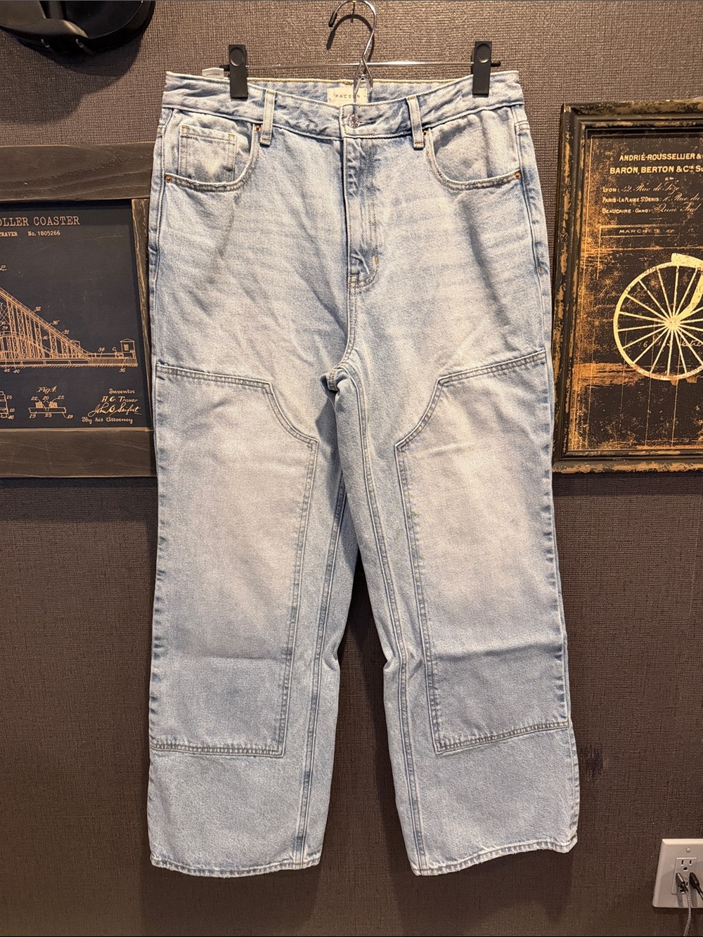 PacSun Light Wash Wide-Leg Jeans with Knee Panel Detailing